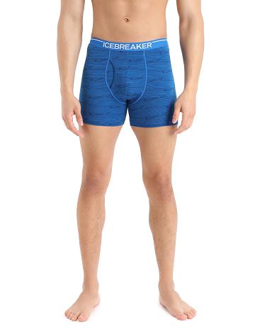 Lazurite / Midnight Navy Men's Icebreaker Merino Anatomica Boxers With Fly Underwear | USA 1304SGLO